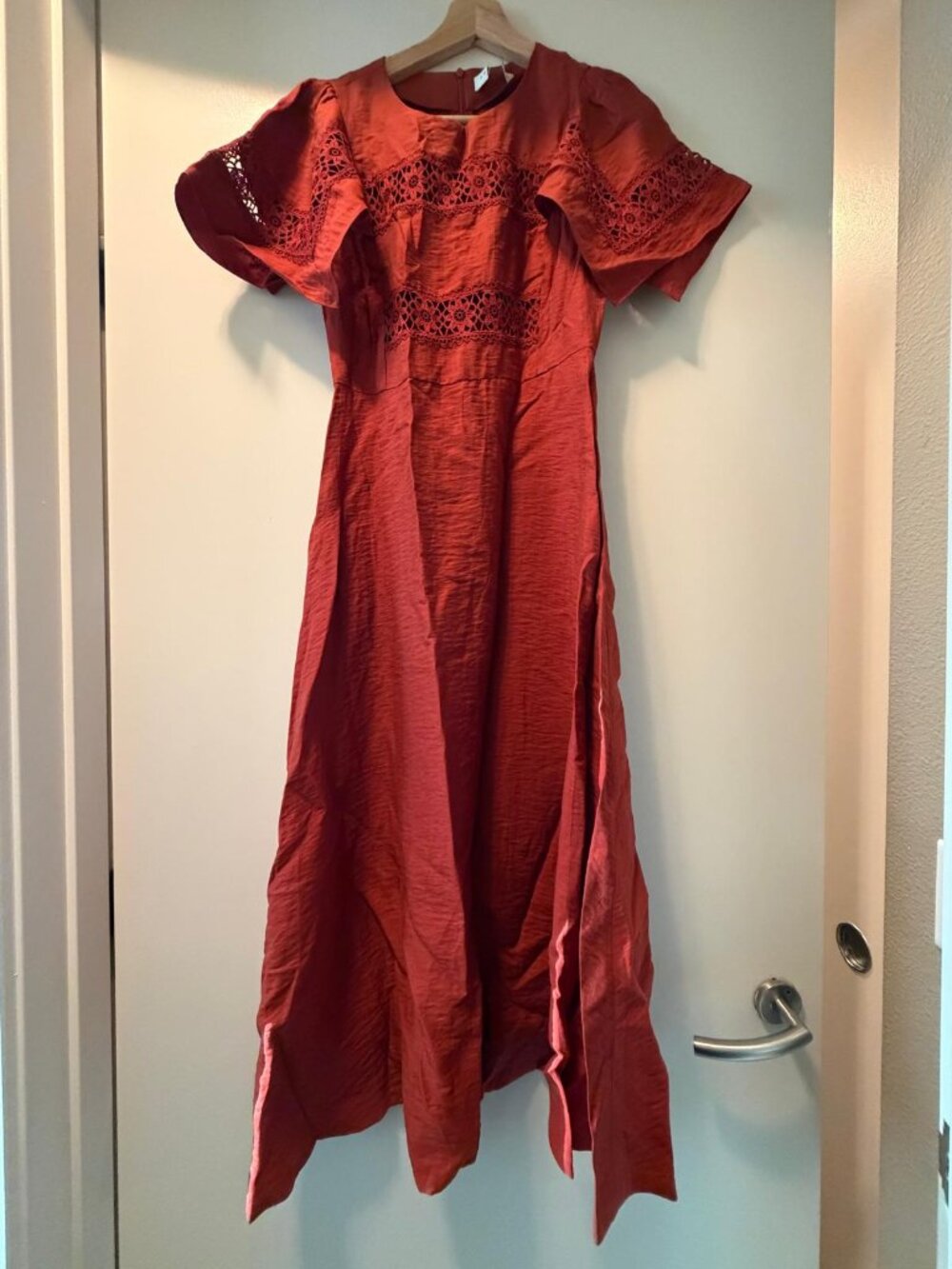 Sandro Linen Red/Orange Summer XS Dress
